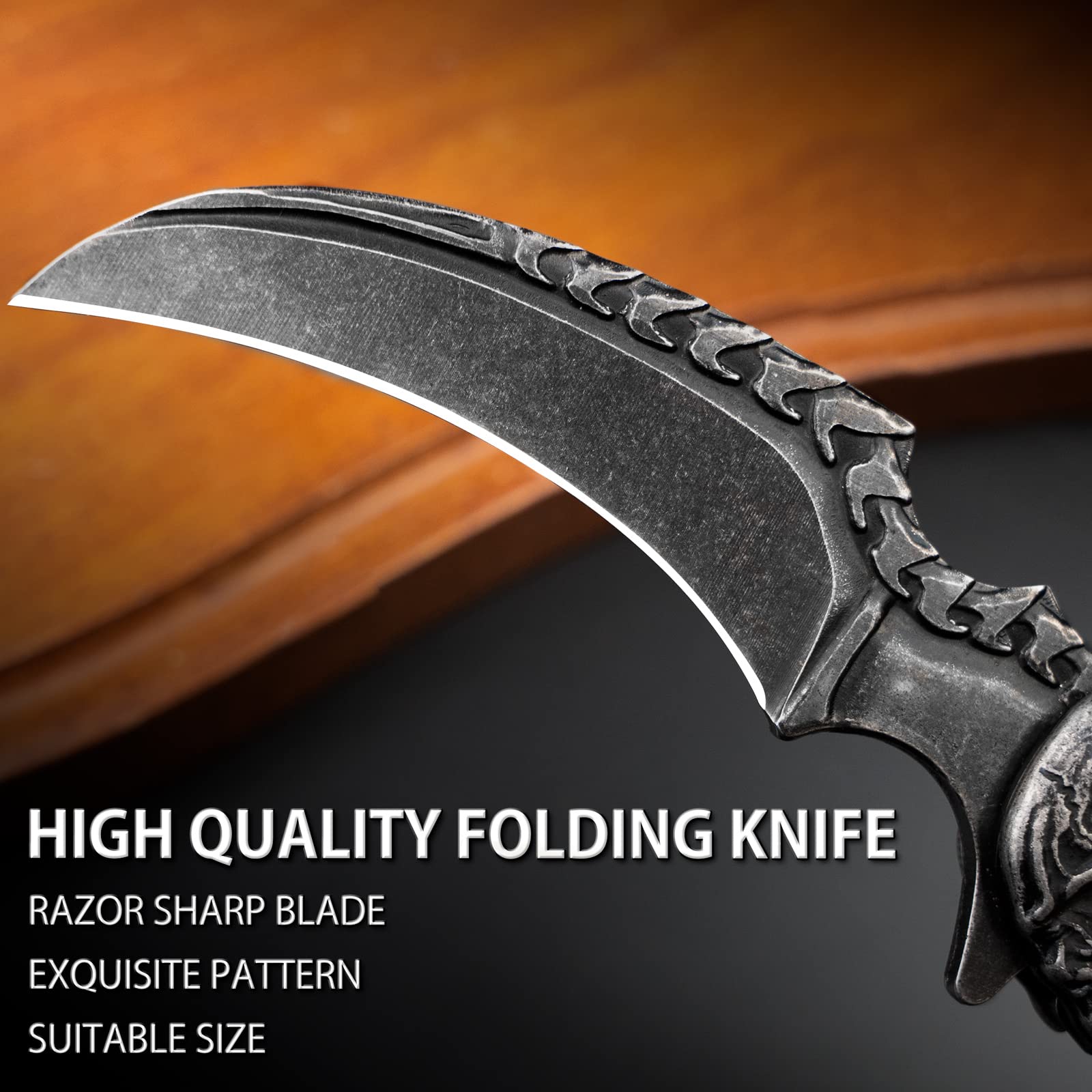 VALHALLA REAPER Skull Pocket Knife - 3D Hollow-Out Tactical Folding Knife with Belt Clip | EDC Survival Tool for Men | Perfect for Outdoor Camping, Hiking, Hunting & Everyday Carry