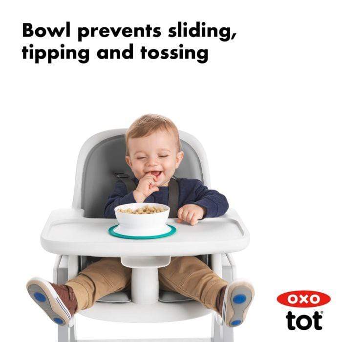 OXO Tot Stick & Stay Suction Bowl - Teal - Non-Slip Baby Feeding Bowl for Toddlers - Perfect for High Chairs, Travel & Mess-Free Meals