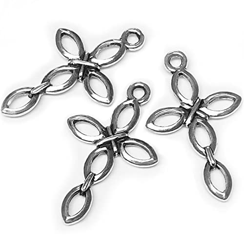 68pcs silver hollow petal cross