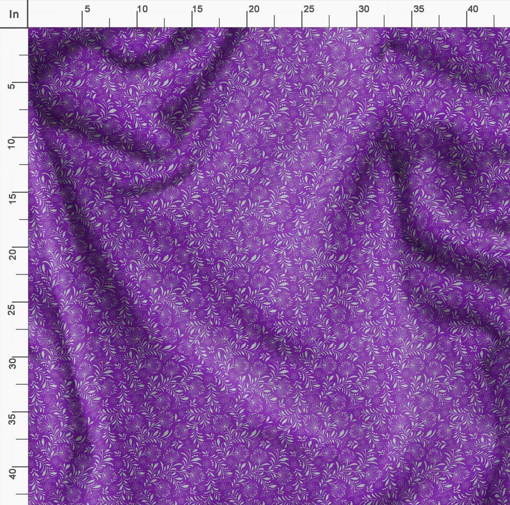 Soimoi Moss Georgette Purple Fabric by The Yard - 42 Inch Wide Printed Fabric with Artistic Leaf & Floral Design for Dresses, Scarves, DIY Crafts & Home Decor Projects