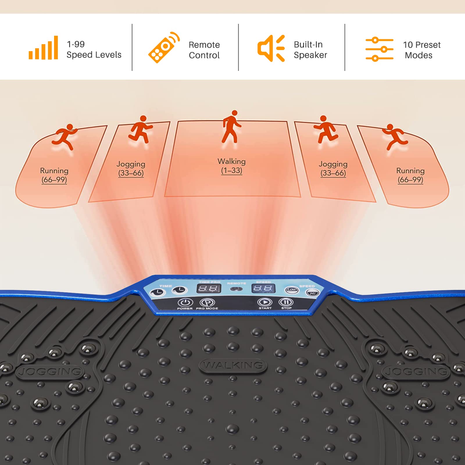Bigzzia Vibration Plate Exercise Machine - 10 Speed Modes, Whole Body Workout Platform with Resistance Bands & Bluetooth Speaker | Home Gym Equipment for Weight Loss, Muscle Toning & Recovery | Perfect for Home Fitness, Physical Therapy & Post-Workout Relaxation