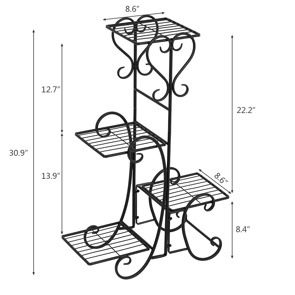4-Tier Metal Plant Stand for Indoor & Outdoor Use - 19.6