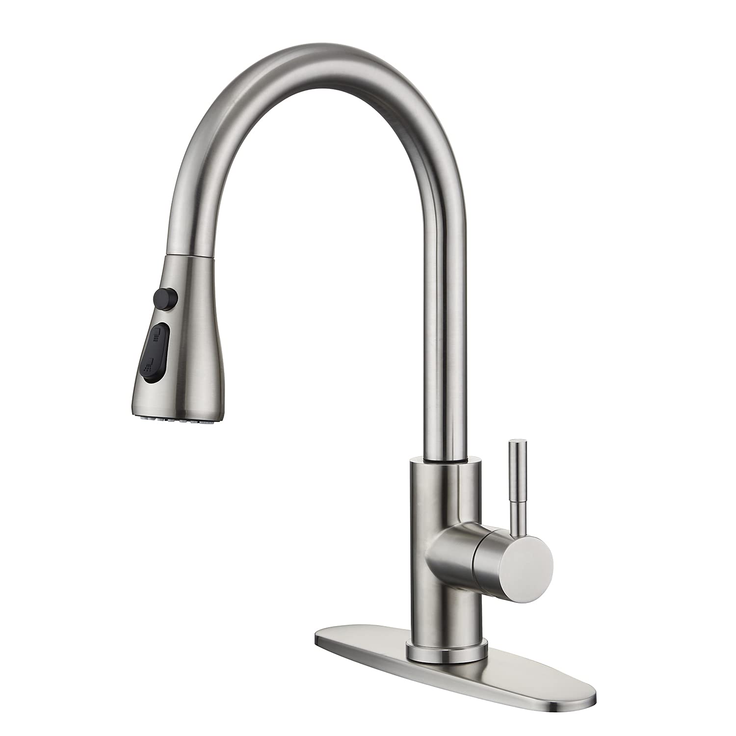 GASIA Brushed Stainless Steel Kitchen Faucet with Pull Down Sprayer - Modern Sink Faucet for Home Kitchen, Perfect for Washing Dishes and Food Prep
