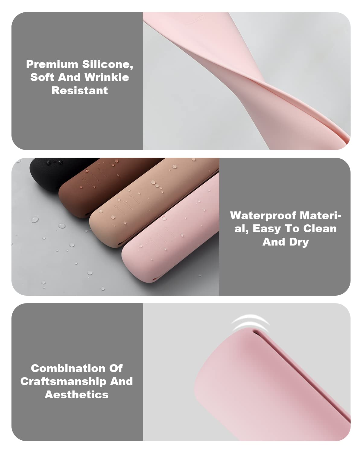 BEZOX Travel Makeup Brush Holder - Silicone Magnetic Closure Makeup Brush Case, Compact Waterproof Cosmetic Brush Bag for Women - Pink | Perfect for Travel, Gym & Daily Organization