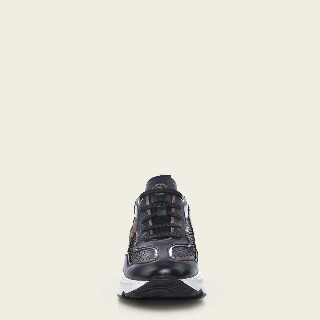 A02PBTS Women's Black Python Print Sneakers - Stylish & Comfortable for Casual Wear, Walking & Fashion Outfits