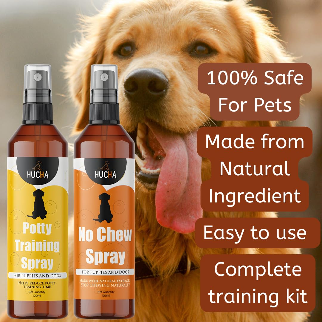 Potty Training Spray & Anti Chew Spray for Dogs Combo - 100ml Each | Puppy Housebreaking Aid & Furniture Protection | Stops Chewing & Marks Potty Areas | Perfect for New Puppy Owners & Pet Training at Home