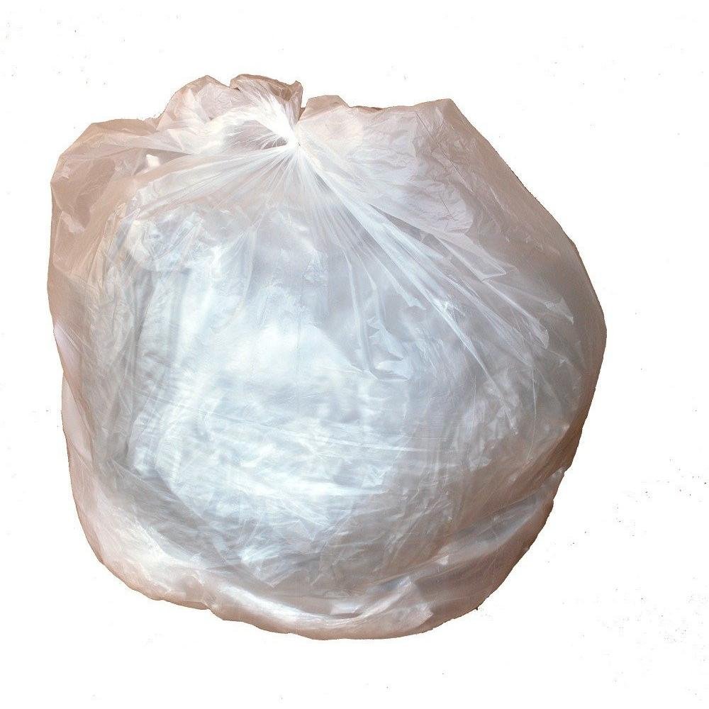 PlasticMill Heavy Duty Clear Trash Bags - 7-10 Gallon Small Garbage Bags (100 Count, 6 Microns, 24