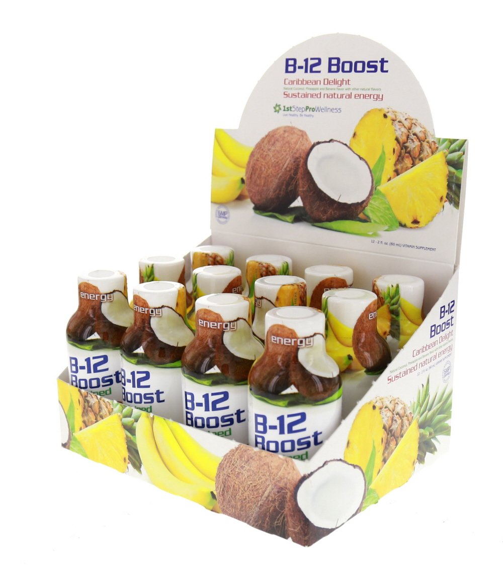 1st Step High Performance Fitness B-12 Energy Boost - 12 Pack (2oz Bottles) - Supports Energy, Focus & Endurance - Perfect for Workouts, Athletes & Active Lifestyles