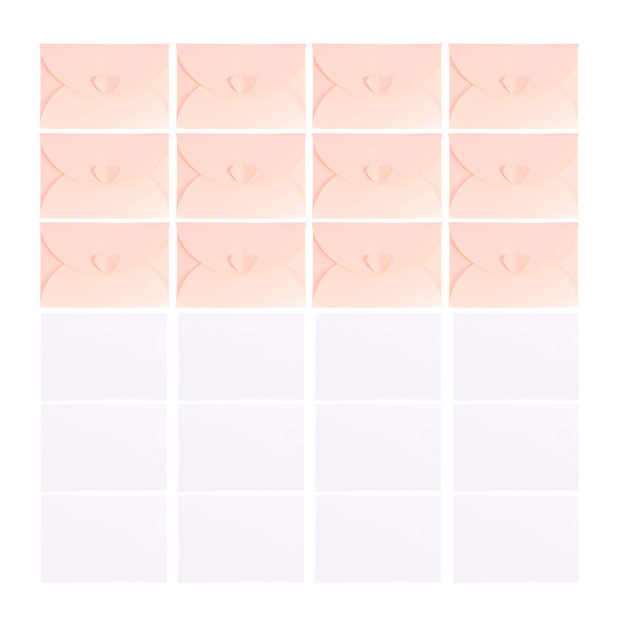 PRETYZOOM Heart-Shaped Buckle Greeting Cards with Glitter - 40PCS Pink Envelope Cards for Wedding, Birthday Party & Special Occasions - Perfect for Mall Stores, Gift Shops & DIY Crafting