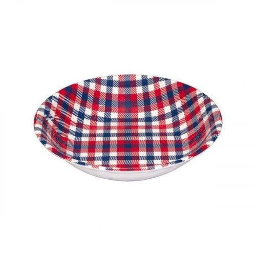 Patriotic Plaid Melamine Dinner Plates - Durable & Lightweight Melamine Dishes for Outdoor Picnics, BBQs, and 4th of July Parties