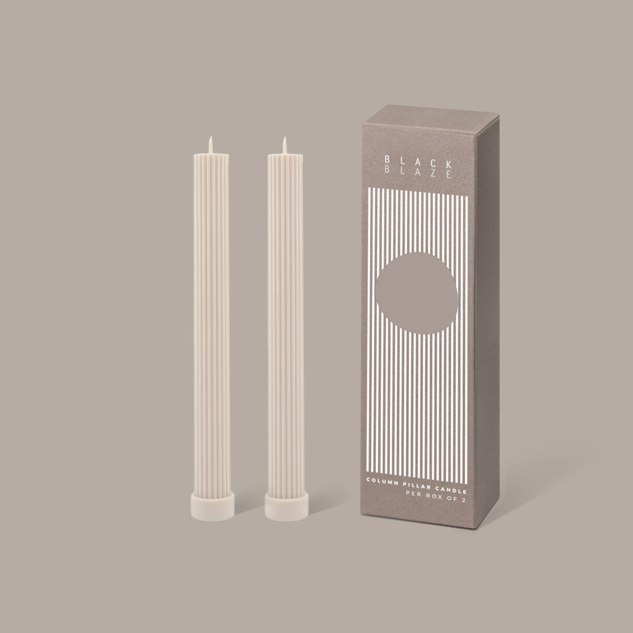 BLACK BLAZE Premium Column Pillar Candles Set of 2 - Cream White Scented Candles for Home Decor, Wedding Centerpieces & Relaxing Aromatherapy