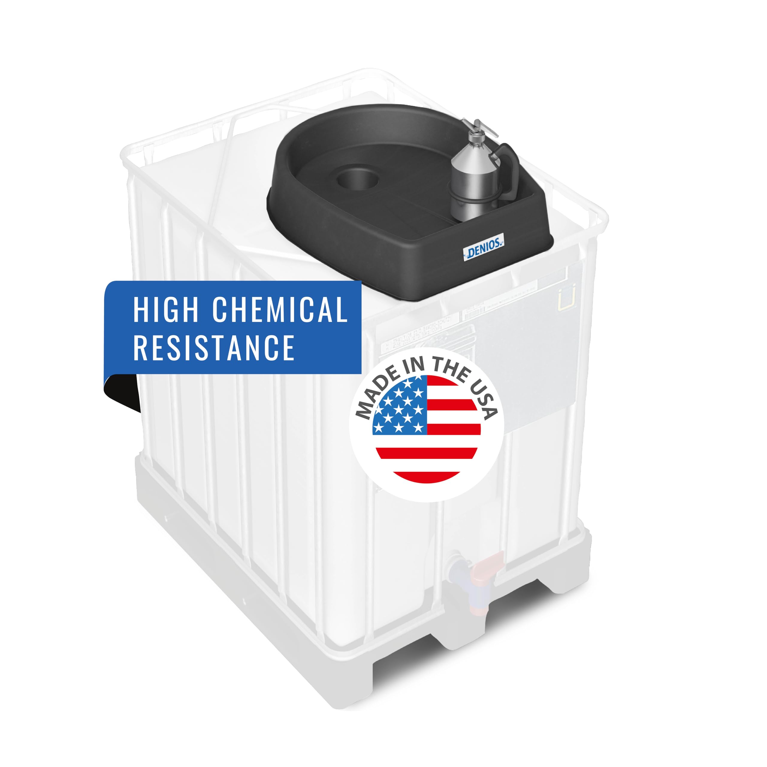 Chemical-Resistant Polyethylene IBC Tote Funnel with Small Drain Opening - Heavy-Duty Large Funnel for Industrial & Agricultural Use - Perfect for Transferring Liquids, Chemicals, and Bulk Materials Safely