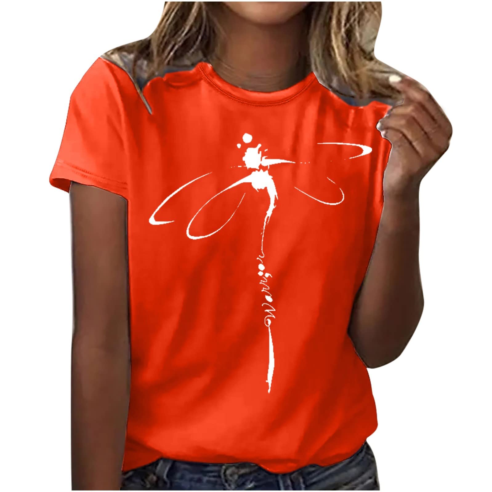 Stylish Women's Summer Graphic T-Shirts - Short Sleeve Casual Round Neck Loose Fit Blouses & Basic Tees | Perfect for Beach Outings, Weekend Hangouts and Summer Vacations