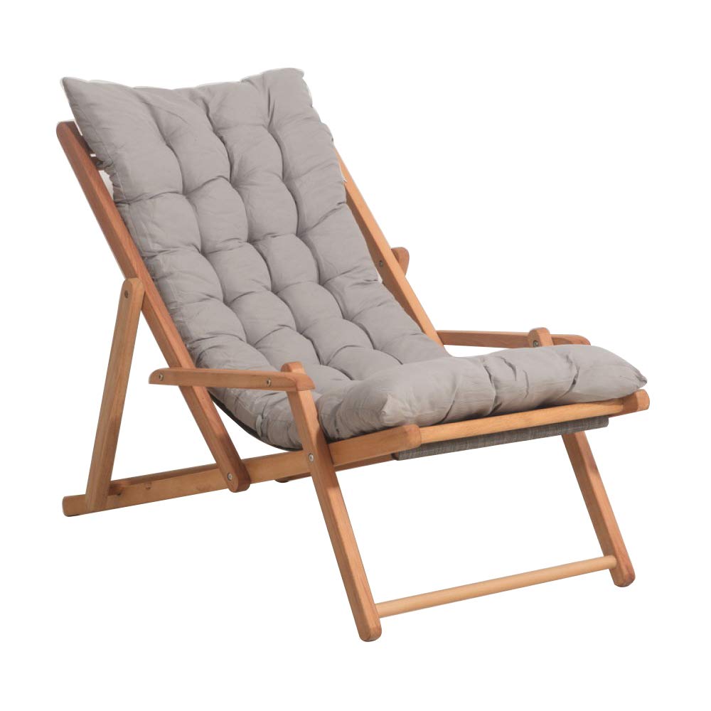 Zenggp Folding Recliner Lounge Chair - Solid Beech Wood Outdoor Patio Chair with Adjustable Armrests for Balcony, Backyard, Poolside Relaxation & Lunch Break Comfort