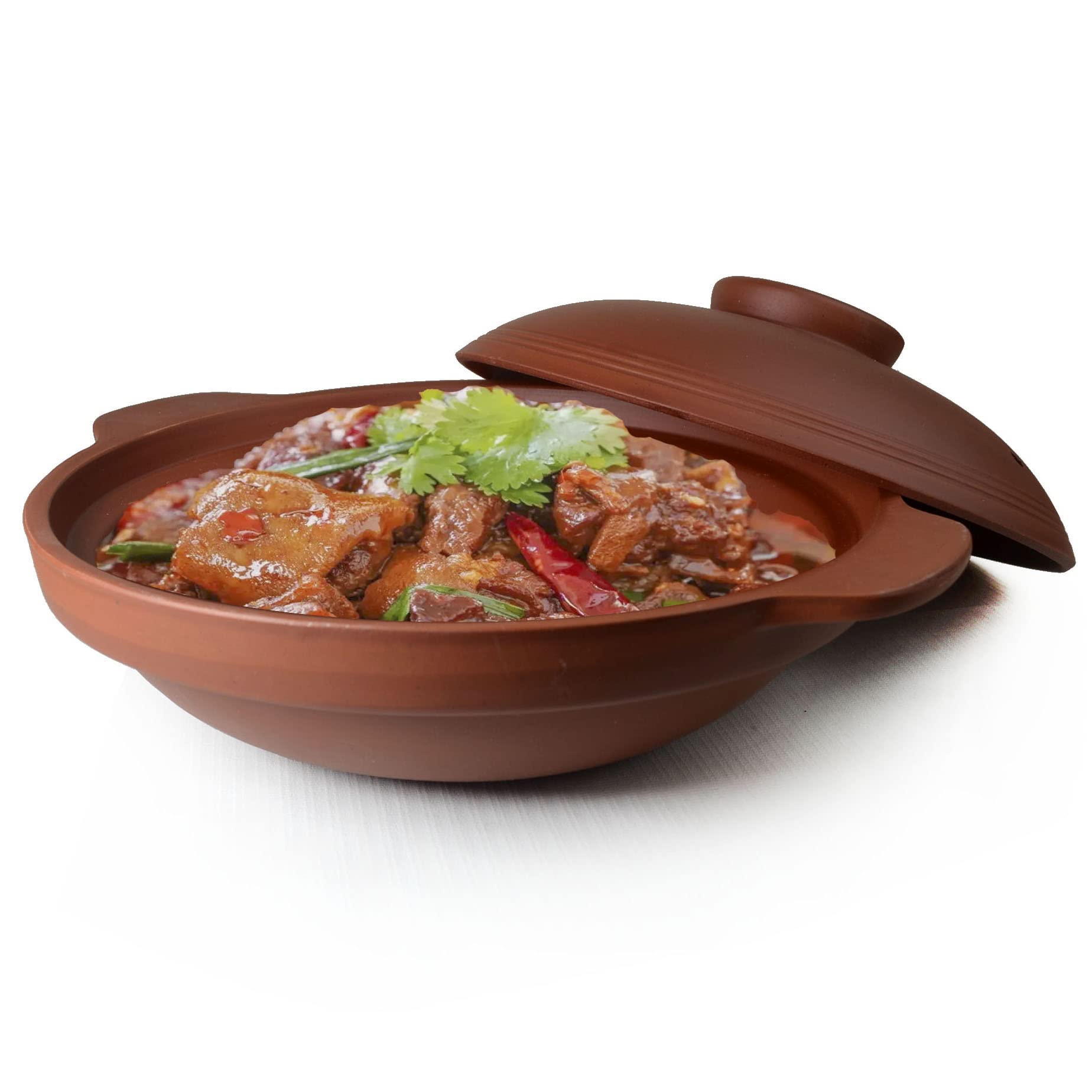 Premium Heat-Resistant Ceramic Casserole Pot with Lid - 45oz Red Clay Soup Bowl for Cooking, Baking & Serving - Perfect for Soups, Stews, Casseroles & Family Dinners