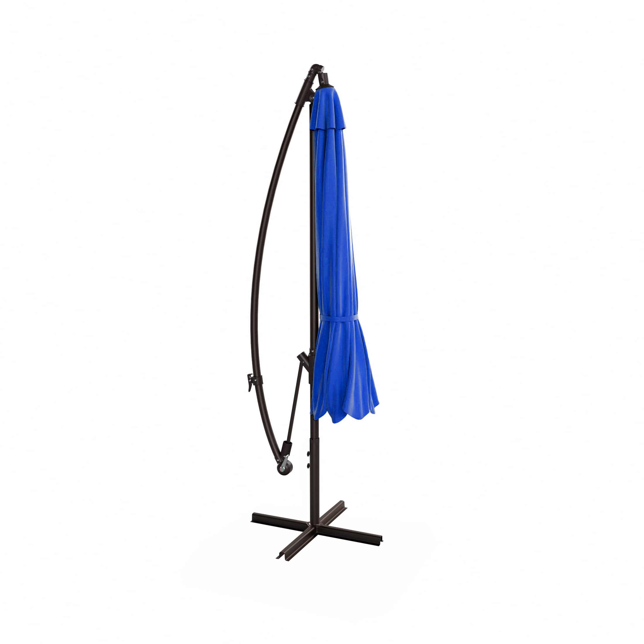10ft Outdoor Patio Cantilever Umbrella with Stand - 2 Piece Hanging Shade Kit for Backyard, Poolside & Garden - WO Home Furniture