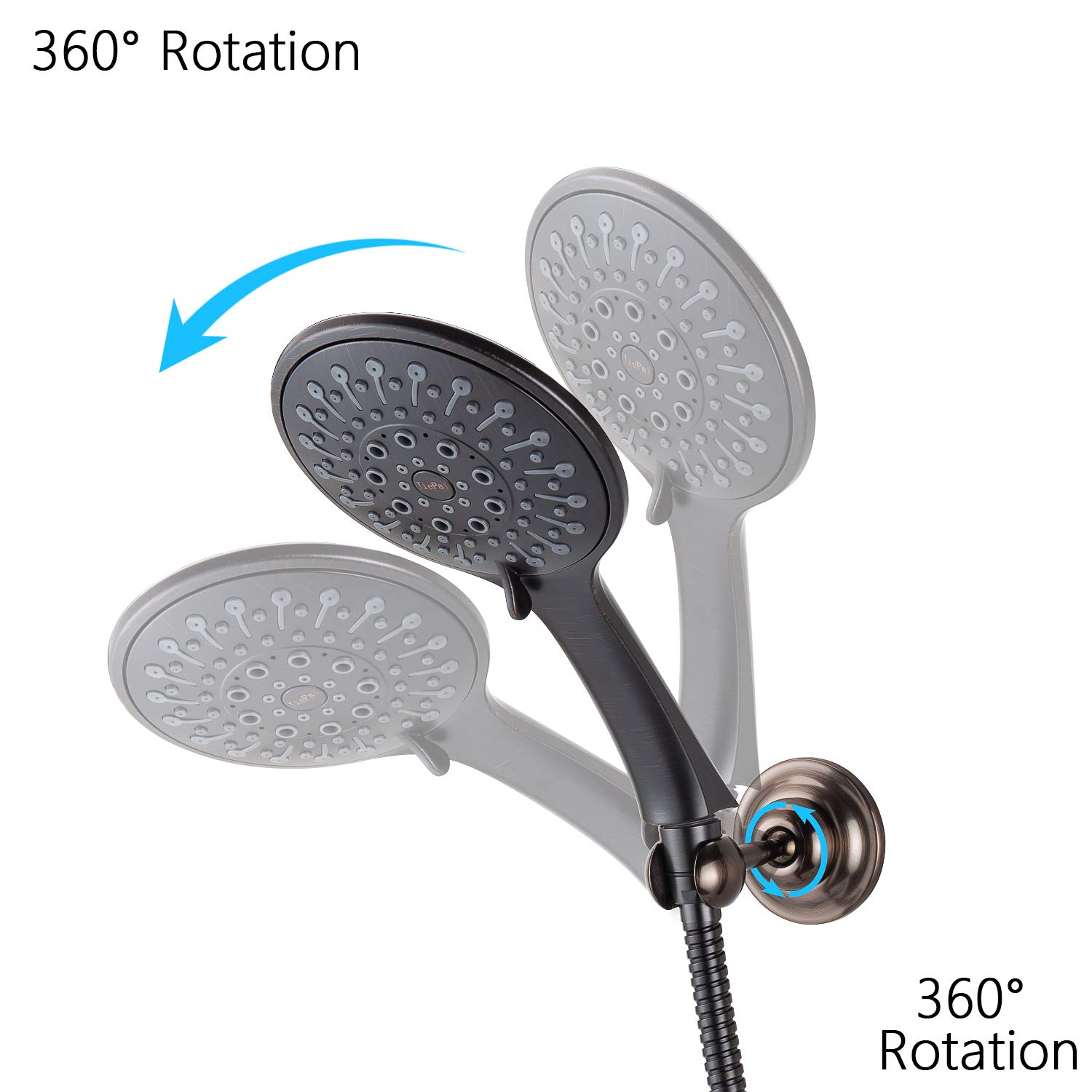JiePai Adjustable Shower Head Holder - Solid Brass Shower Head Bracket with Screws - Wall Mount for Bathroom, Spa & RV Use