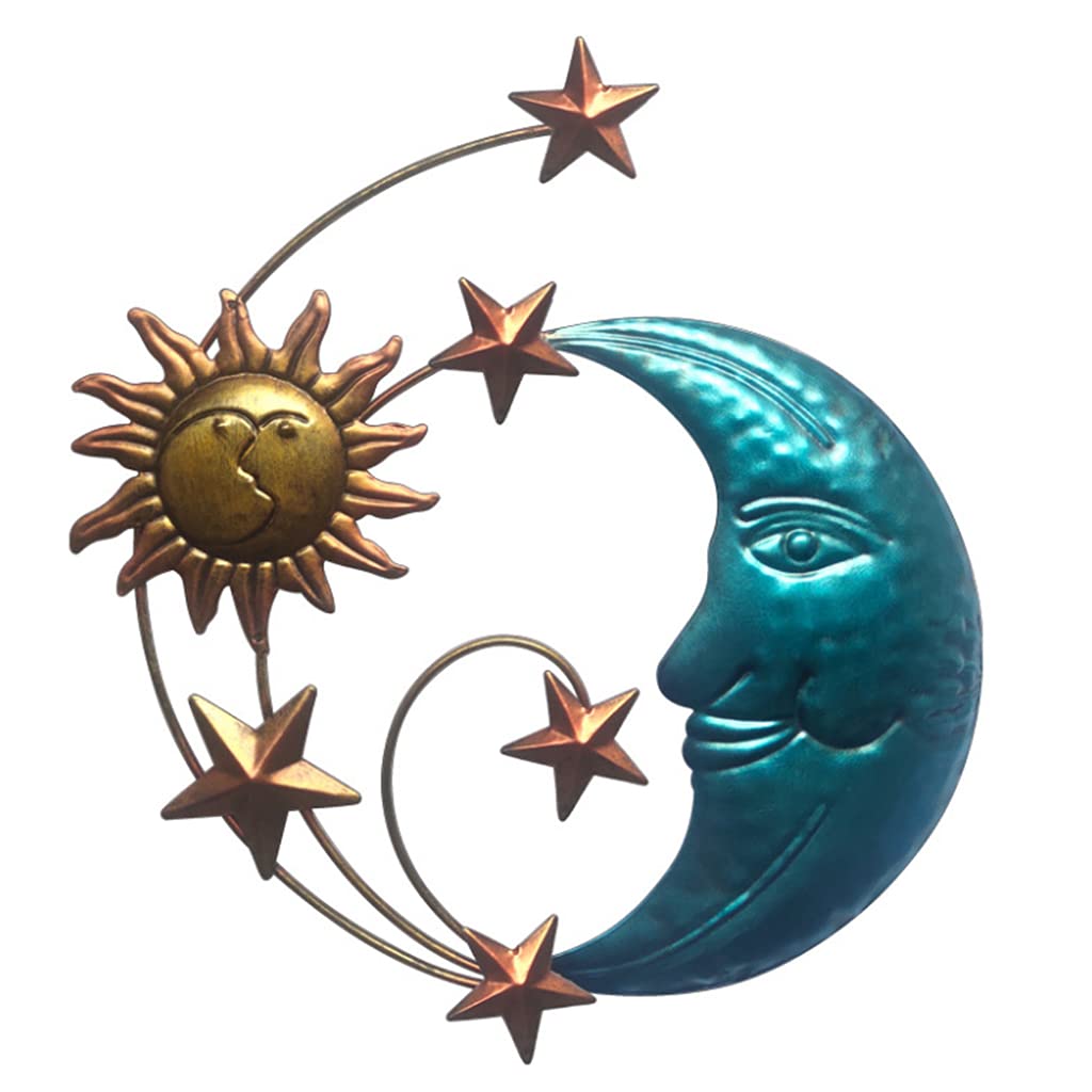 jsodia Metal Sun Moon Face Statue Wall Art - Handcrafted Wall Hanging Decor for Living Room, Bedroom & Home - Boho Wall Tapestry Decorations for Spiritual & Meditation Spaces