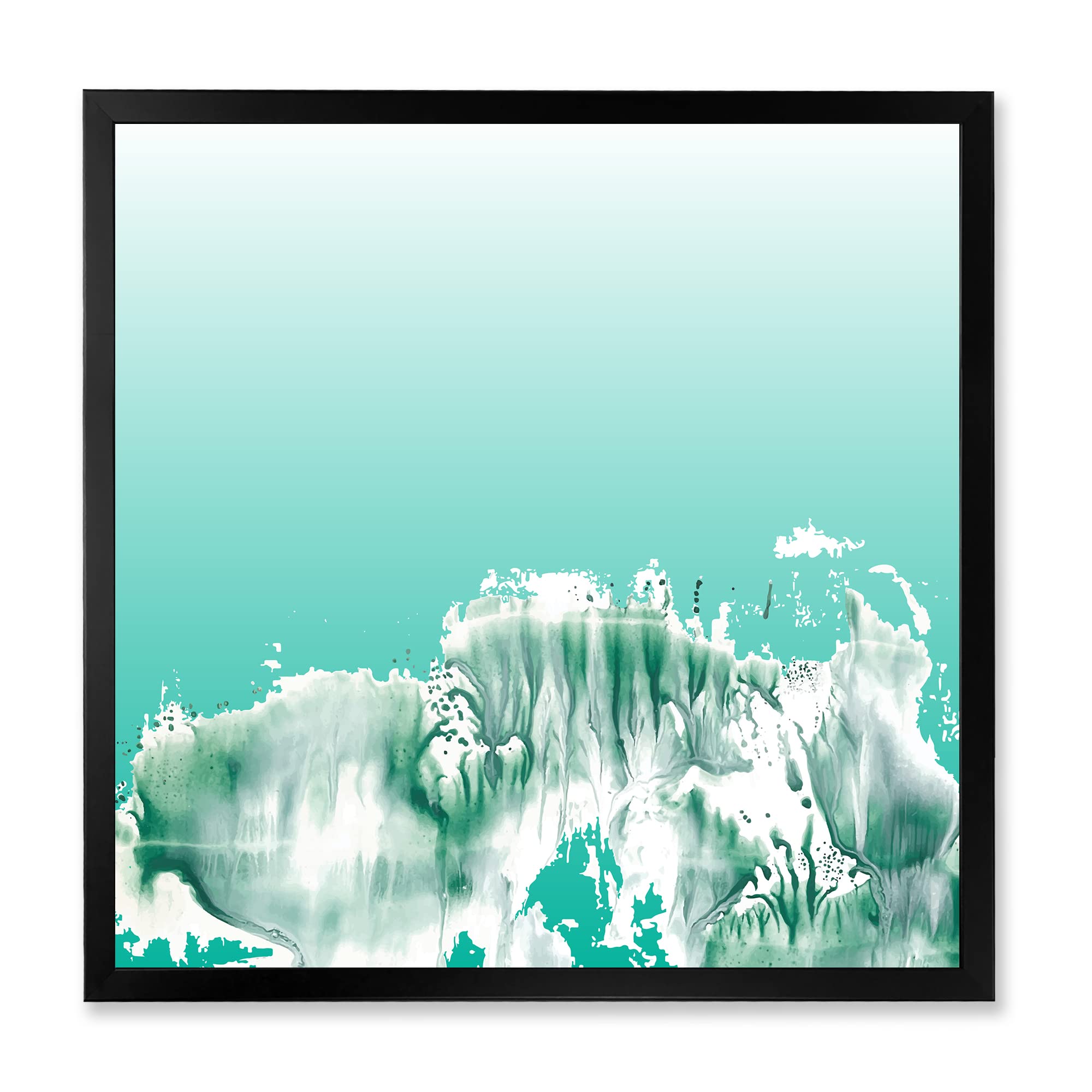 Stunning Aquamarine Landscape Traditional Framed Wall Art - Handcrafted Canvas Painting for Living Room, Bedroom & Office Decor