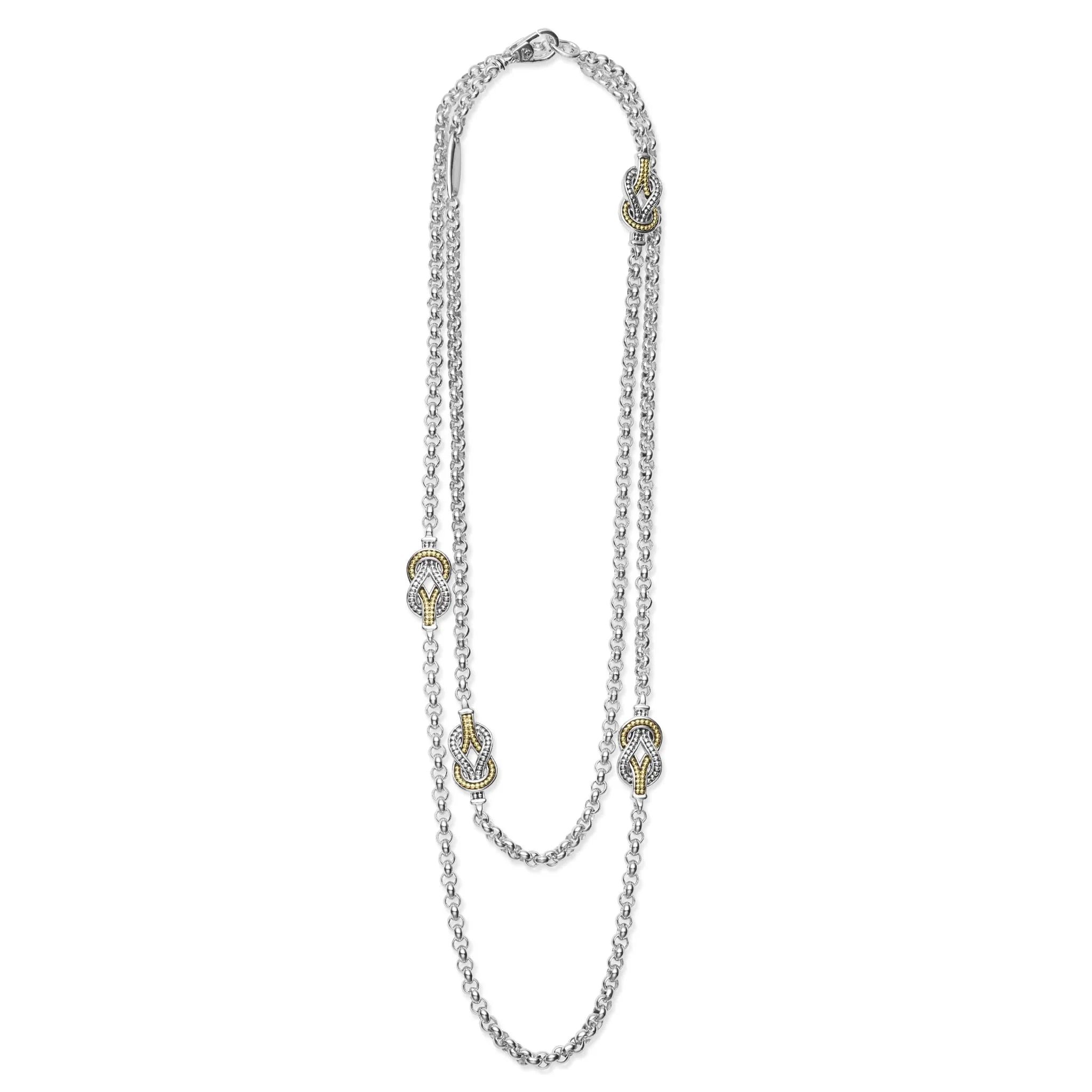 Elegant Two-Tone Knot Necklace Set of 4 - Perfect for Layering, Gift Giving & Everyday Wear