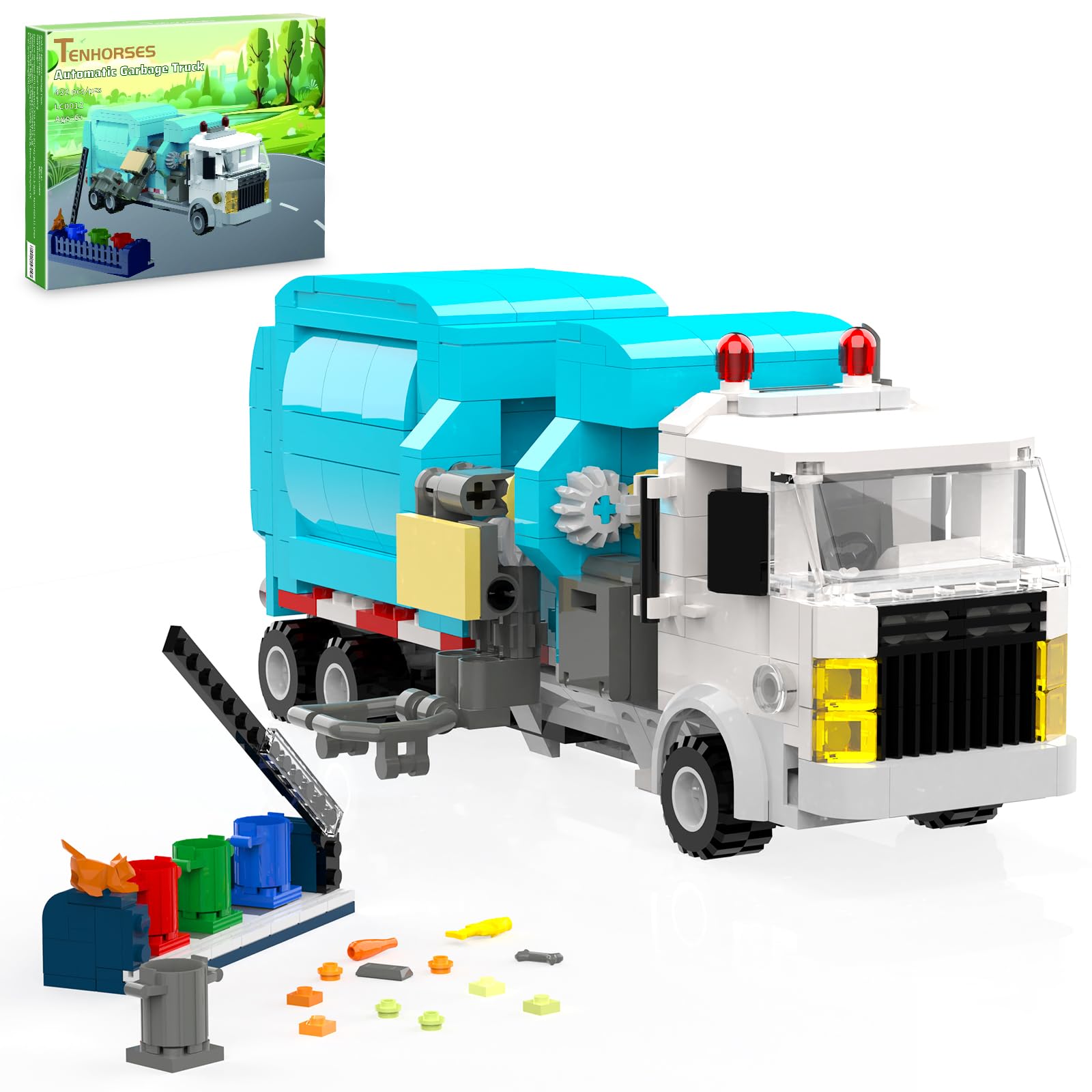 Tenhorses Garbage Truck Building Set - 432PCS Recycling Truck Toy with 4 Sorting Bins & Tipping Platform, STEM Educational Construction Kit for Kids Ages 6+, Perfect Gift for Boys & Girls | Playtime, Birthday & Learning Scenes