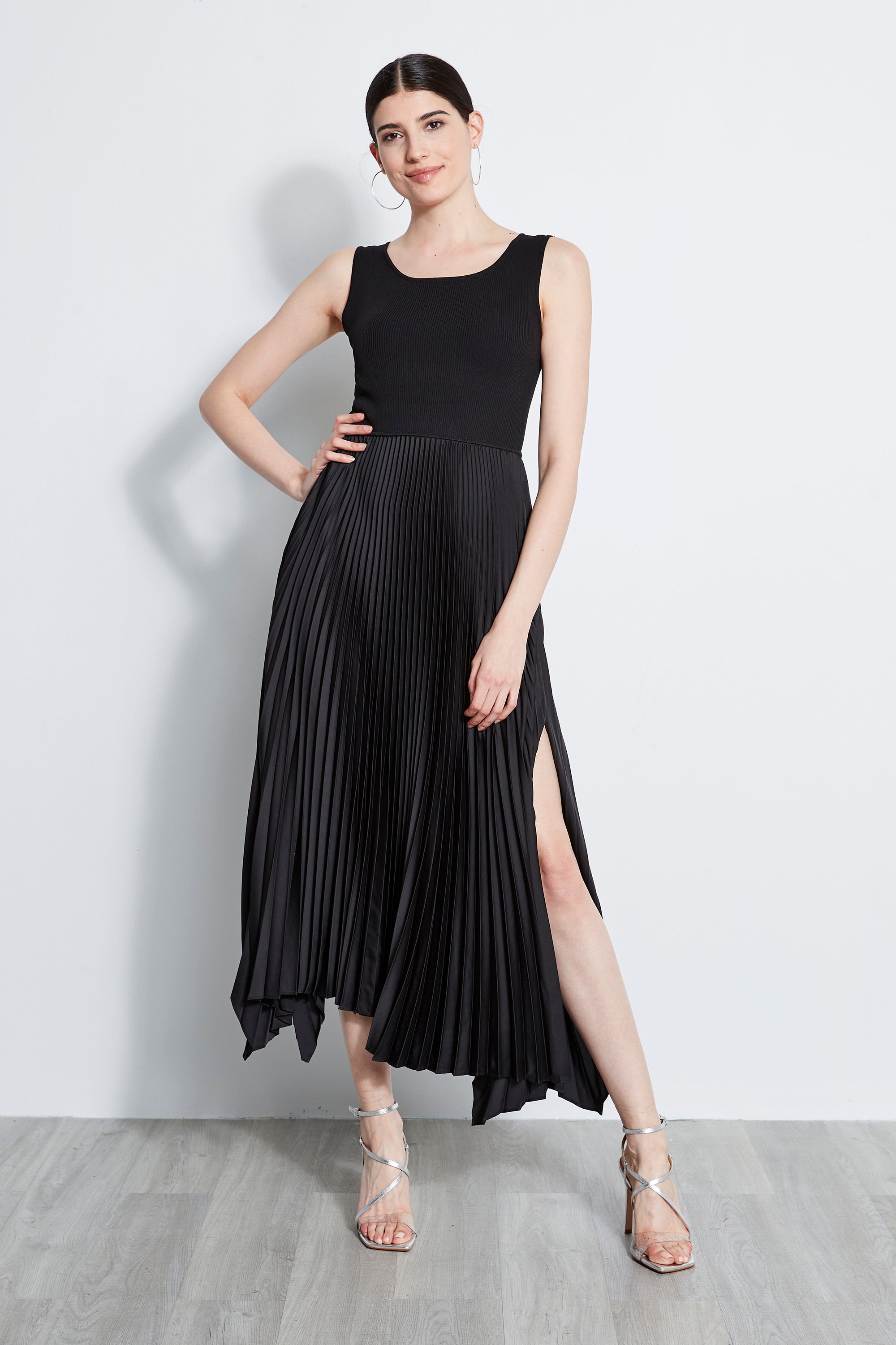 Elegant Pleated Midi Dress for Women - Flowy A-Line Skirt with Pockets - Perfect for Office, Date Night & Summer Outfits