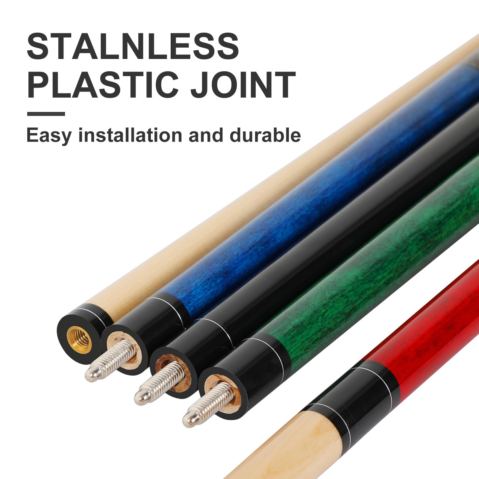 4-Piece Pool Cue Stick Set - 58 Inch Billiard Cues (18oz, 19oz, 20oz, 21oz) for Home, Bar & Professional Use - Perfect for Pool Tables, Game Rooms & Entertainment Centers