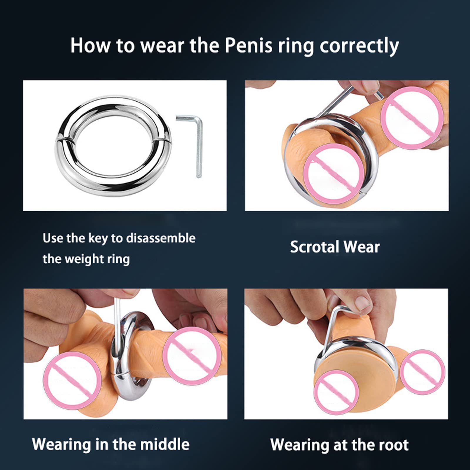 Premium Metal Penis Ring for Men - Cock Ring & Testicle Ring Set, Adult Sex Toy for Couples & Solo Pleasure (3.3cm/1.3in) - Enhance Erections & Intimacy in Bedroom Play