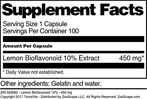 Lemon Bioflavonoid 10% - 450mg (100 Capsules) - 3 Pack | Immune Support & Antioxidant Supplement | Daily Wellness, Cold Season Protection, Allergy Relief