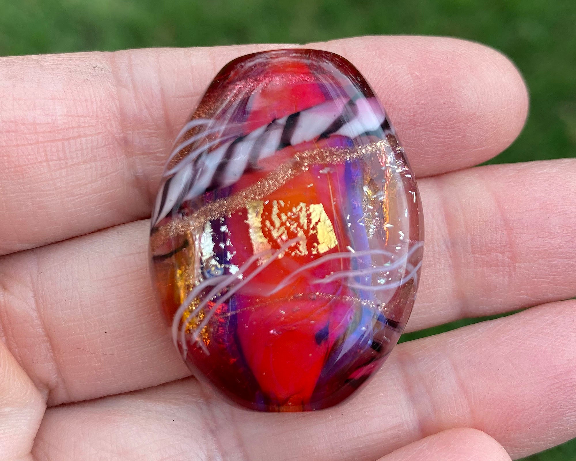 Handmade Pink Zebra Lampwork Glass Focal Bead for Jewelry Making - Perfect for Necklaces, Bracelets, and DIY Craft Projects