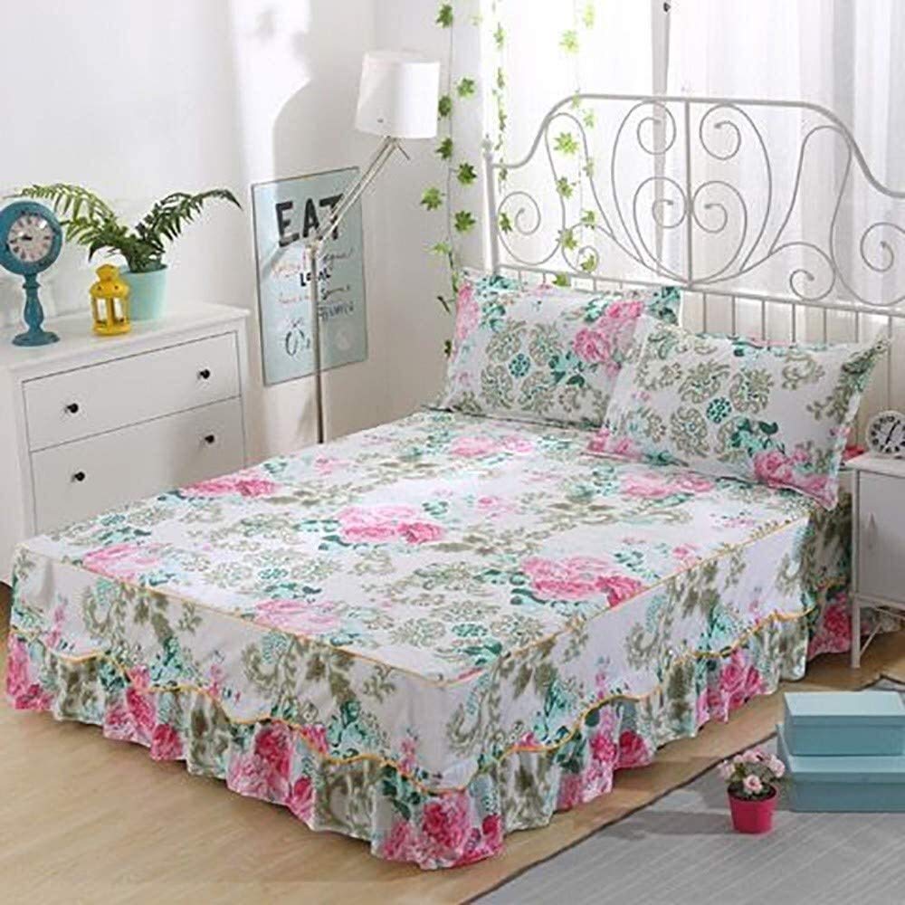 3-Piece Lace Bed Skirt Set with Ruffled Coverlet & Pleated Valance - Thick Dust-Proof Bed Protector, Machine Washable - Perfect for Master Bedroom, Guest Room & Luxury Hotel Decor