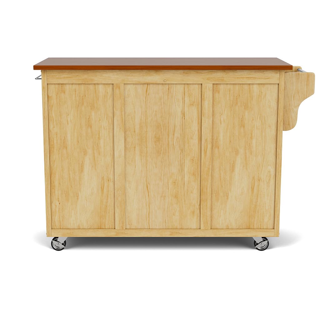Homestyles Oak Kitchen Cart with Wheels - Natural Wood Rolling Island for Small Spaces - Perfect for Storage, Prep Work, and Serving in Apartments & Compact Kitchens