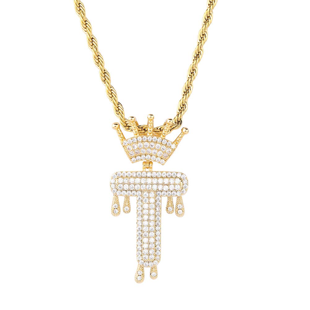 HECHUANG 14K Gold Plated Initial Letter Necklace for Women & Men - Iced Out Simulated Diamond Name Chain Jewelry - Perfect for Anniversary Gifts, Valentine's Day & Birthday Presents