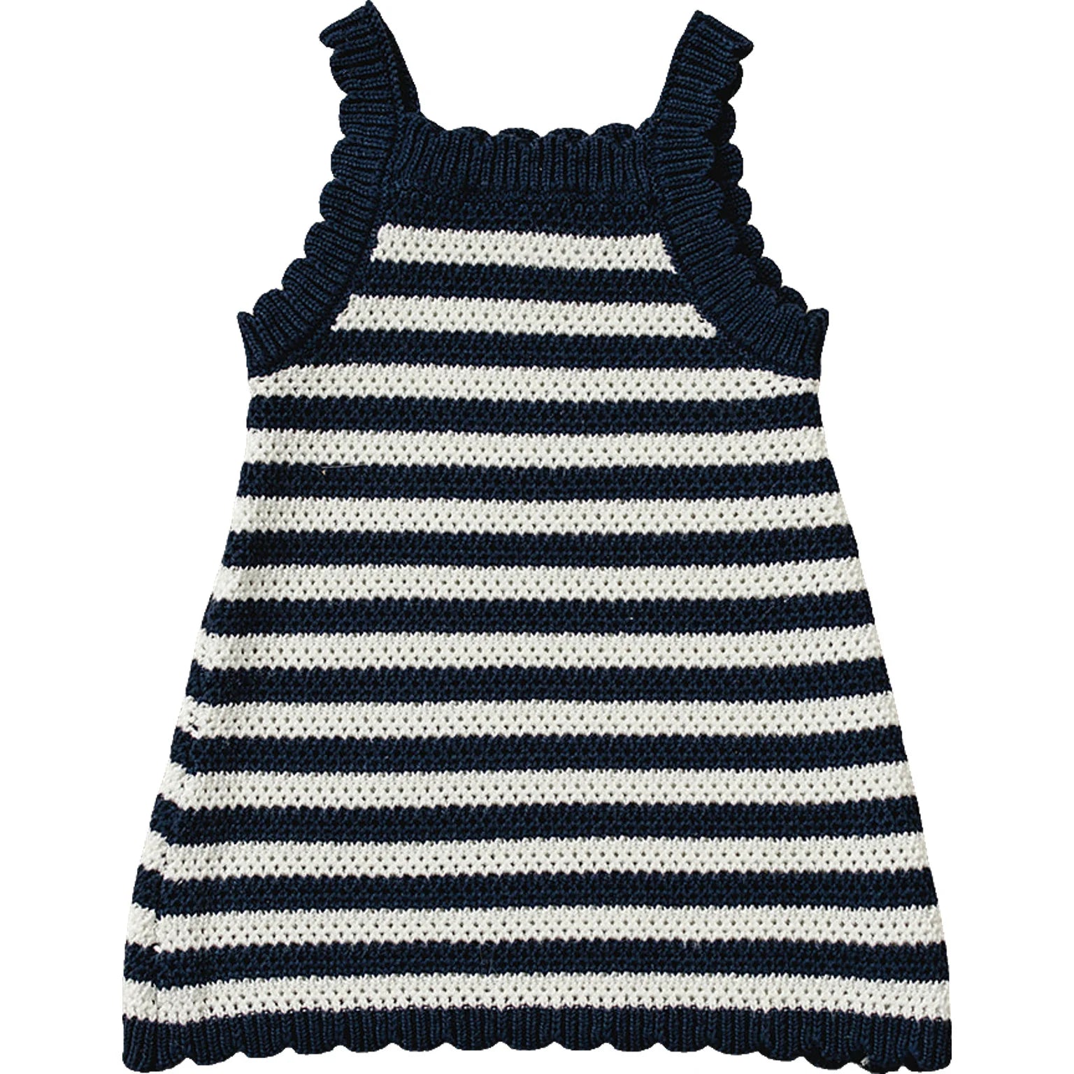 Navy Blue Striped Knit Tank Dress for Women - Casual Summer Beachwear, Vacation Outfit, and Boho Style Fashion