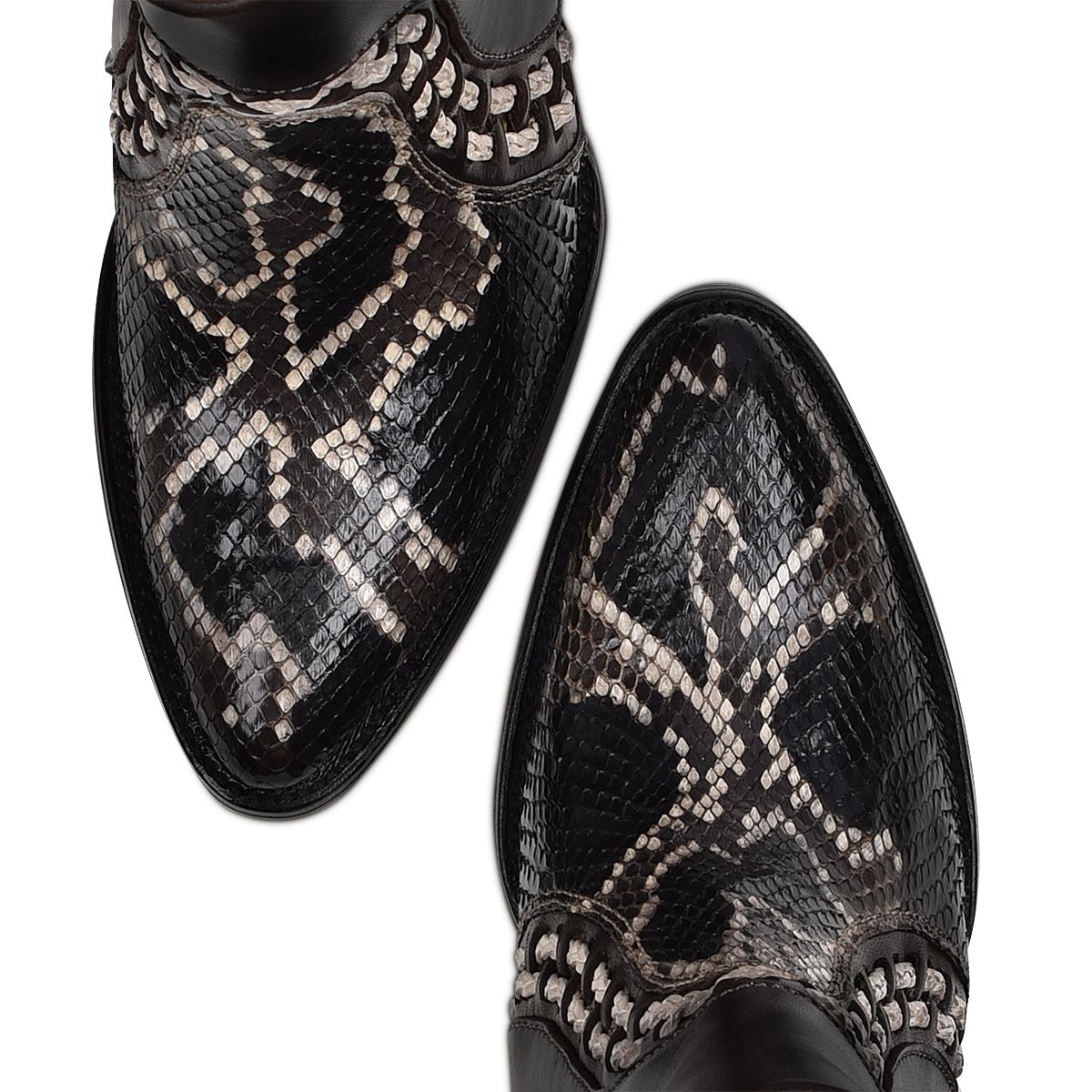 3F93PH Women's Black Fashion Ankle Boots - Genuine Python Leather, Stylish & Comfortable for Casual Outings, Parties & Office Wear