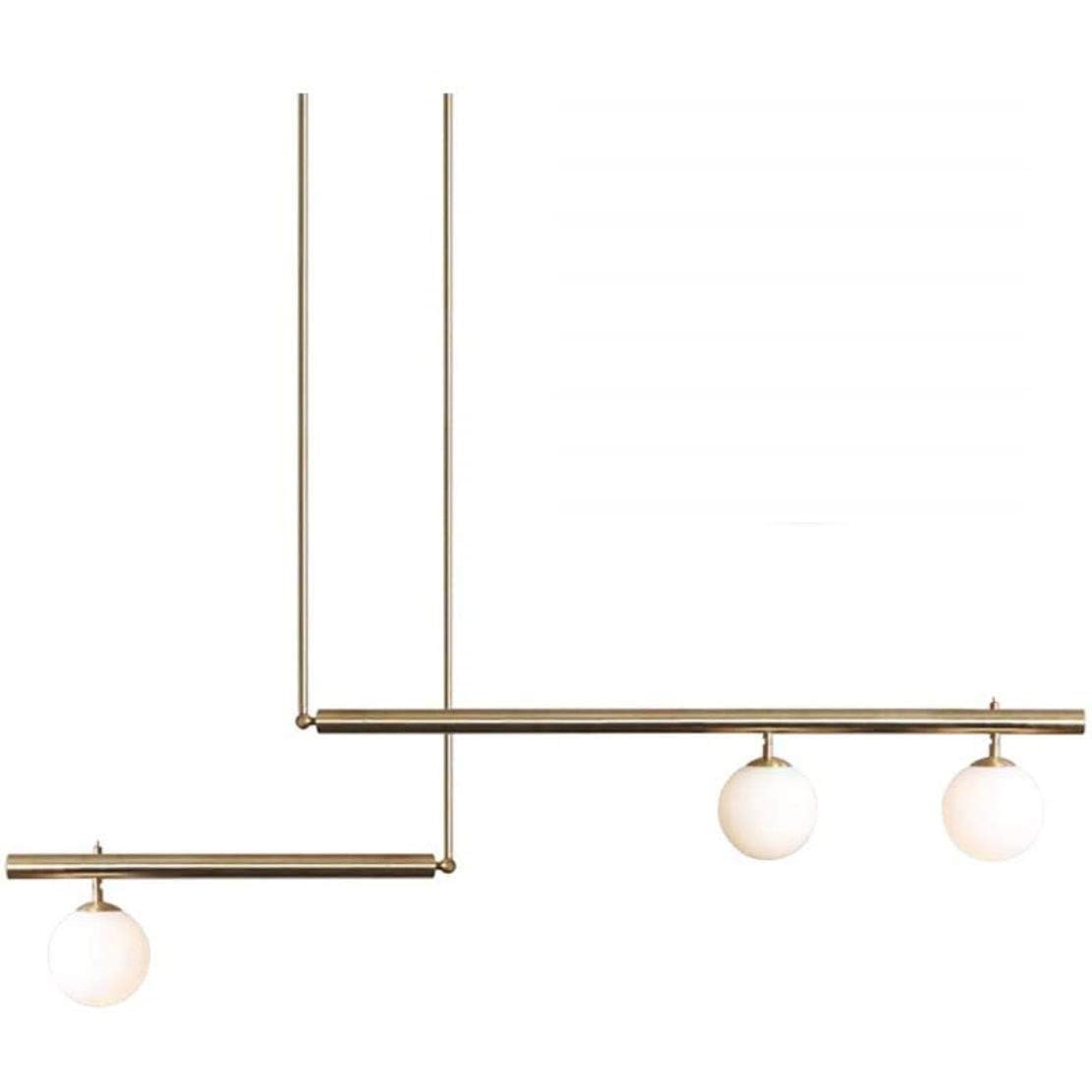 Modern Gold Glass Globe Chandelier - 3-Light Linear Ceiling Pendant Light with Glass Shade for Dining Room, Kitchen Island & Living Room Lighting | Elegant Hanging Light Fixture for Home Decor