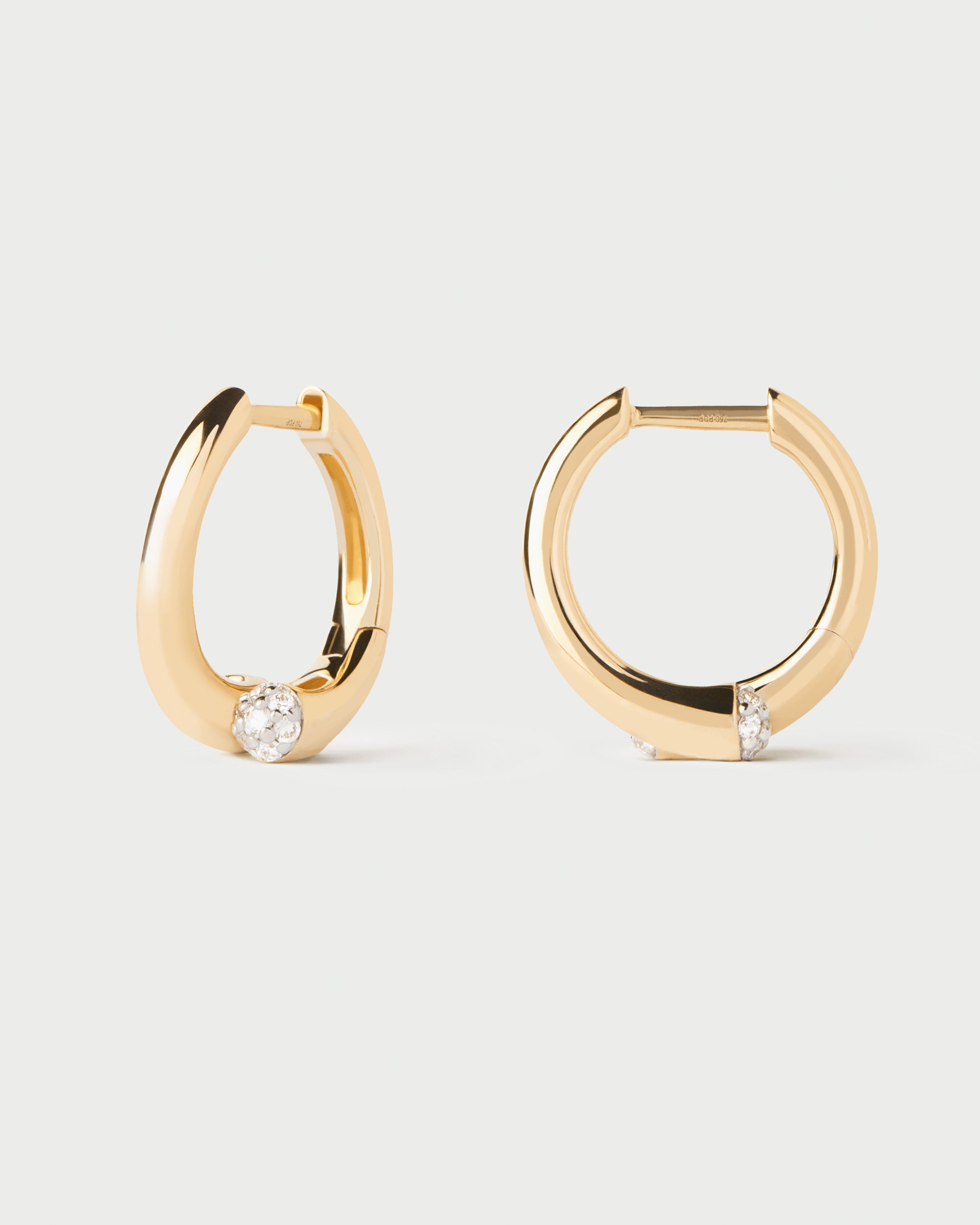 Diamond and Gold Eclipse Hoop Earrings for Women - Elegant Dangle Hoops for Party, Wedding & Everyday Wear