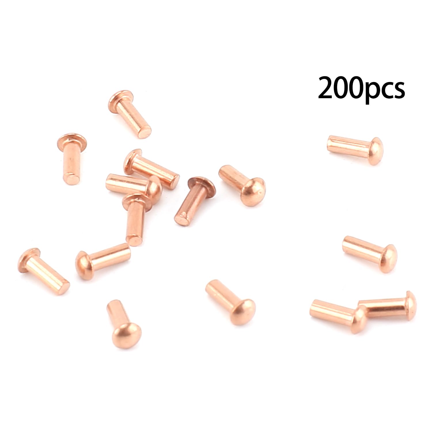 200Pcs M2 Copper Solid Rivets - 0.08