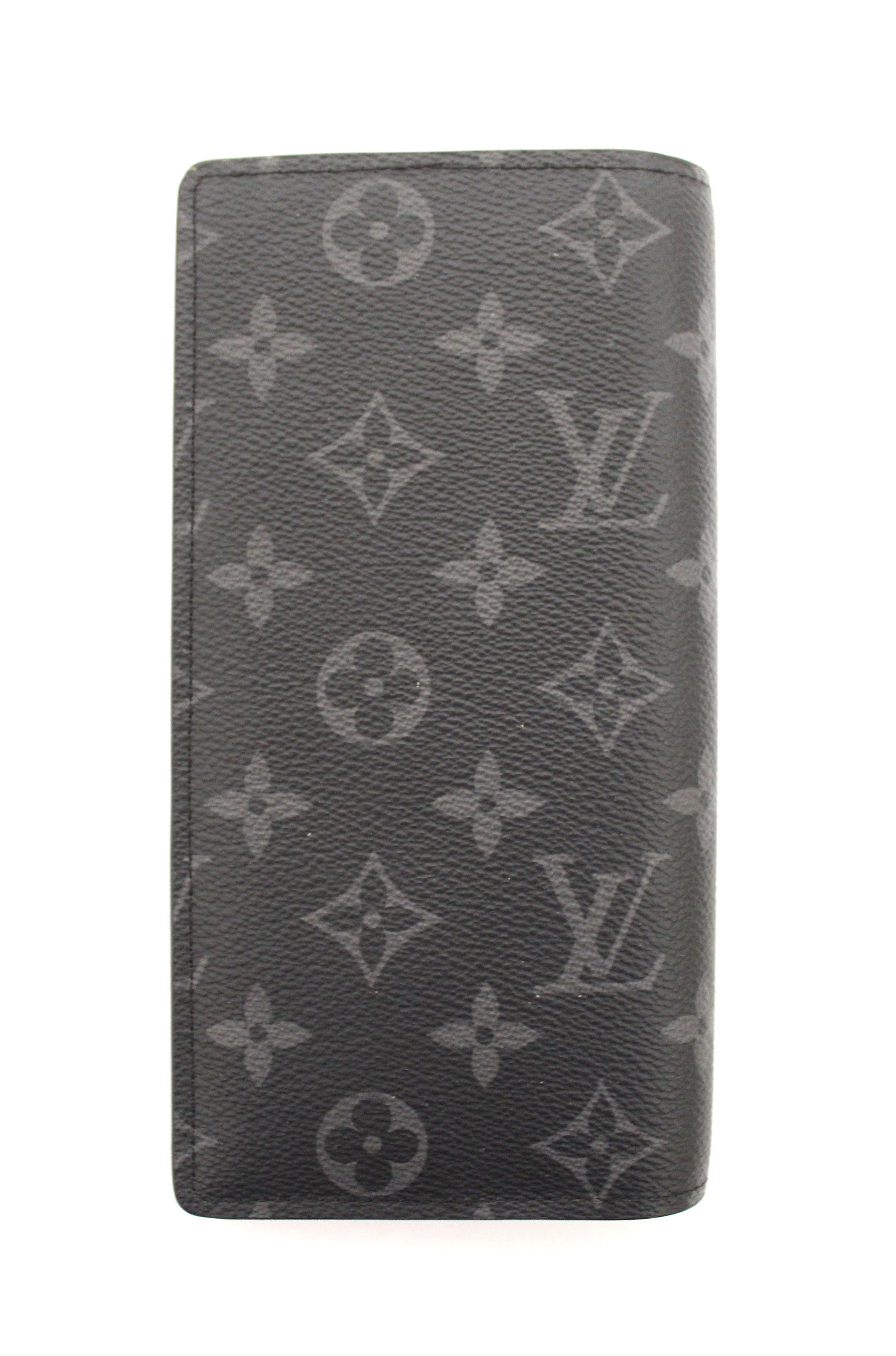 Authentic Louis Vuitton Monogram Eclipse Brazza Long Wallet for Men - Black/Grey Leather Bifold Wallet with Multiple Card Slots - Perfect for Business, Travel & Everyday Use
