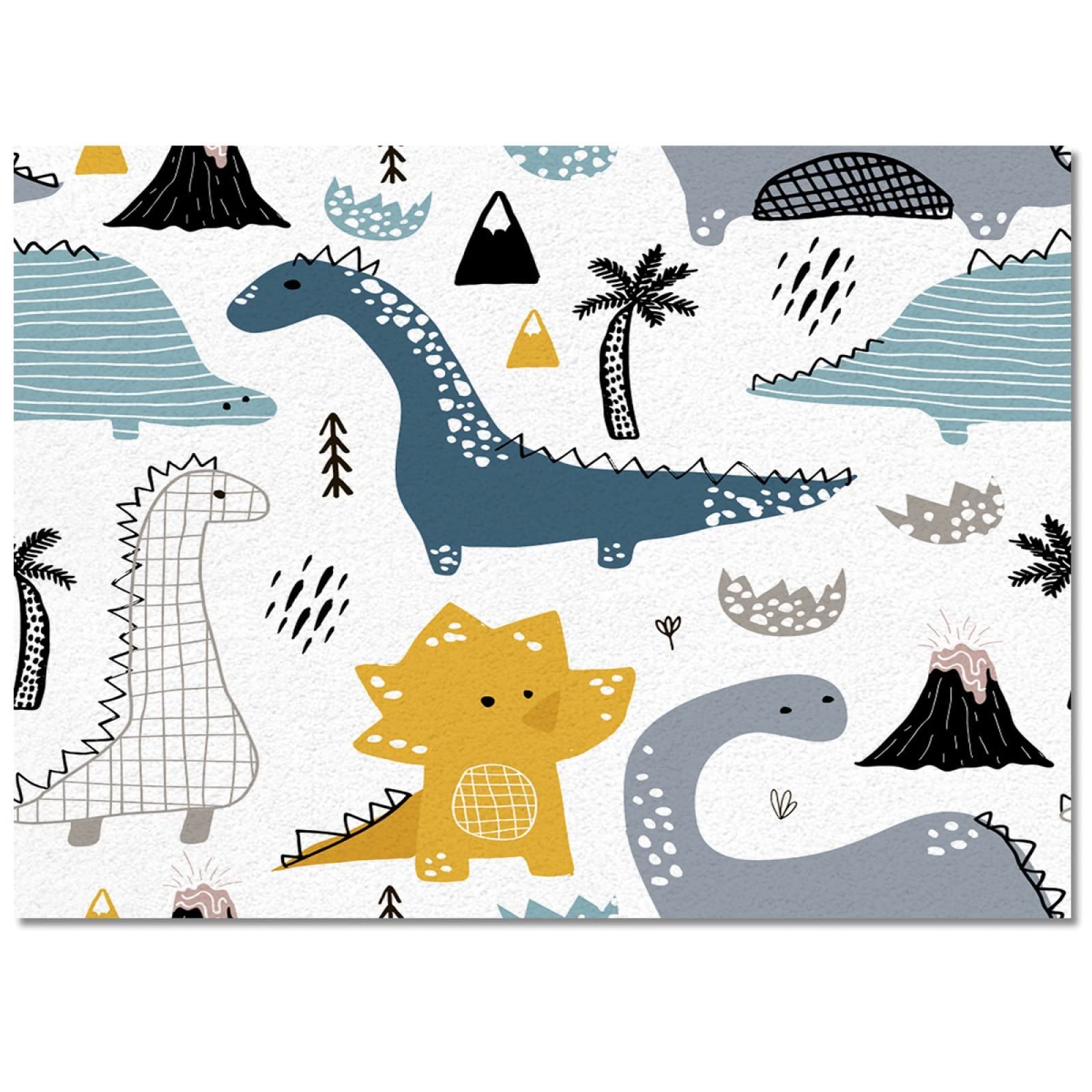 Dinosaur Area Rug for Kids - 5x7ft Cartoon Doodle Plants Non-Slip Nursery Rug | Soft Playroom Carpet for Boys & Girls Bedroom, Living Room, Nursery Decor | Perfect for Playtime, Learning & Cozy Spaces