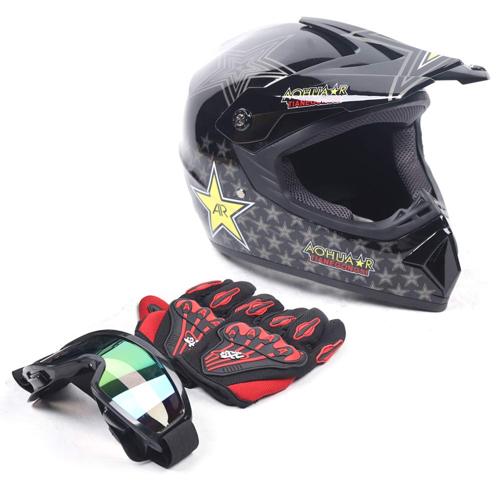 TFCFL Youth & Adult Unisex Motocross Helmet - DOT Approved Dirt Bike/ATV/Off-Road Motorcycle Safety Gear for Kids, Men & Women - Perfect for Trail Riding, MX Racing & Adventure Sports