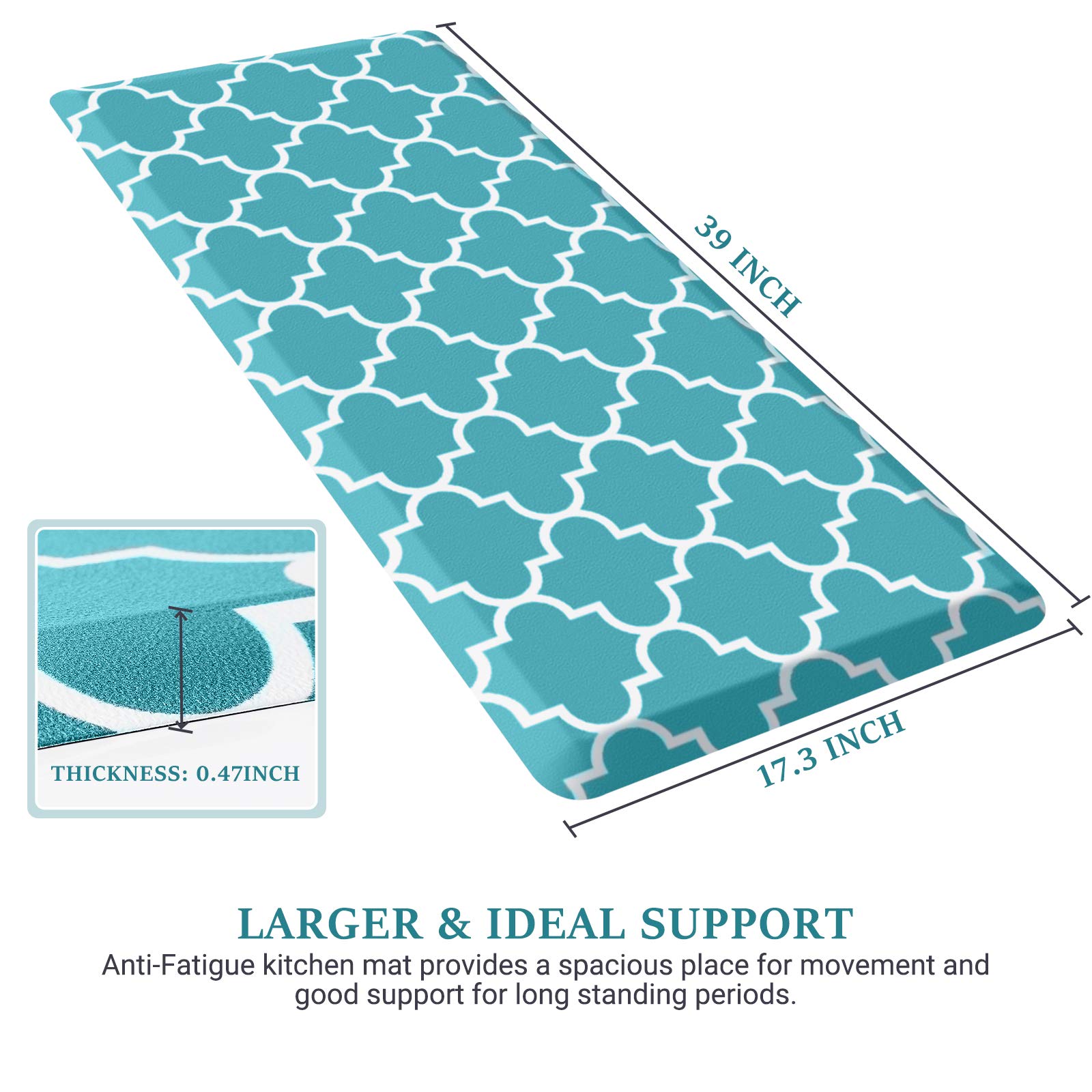 **WISELIFE Anti-Fatigue Kitchen Mat - Non-Slip Waterproof Cushioned Rug (17.3