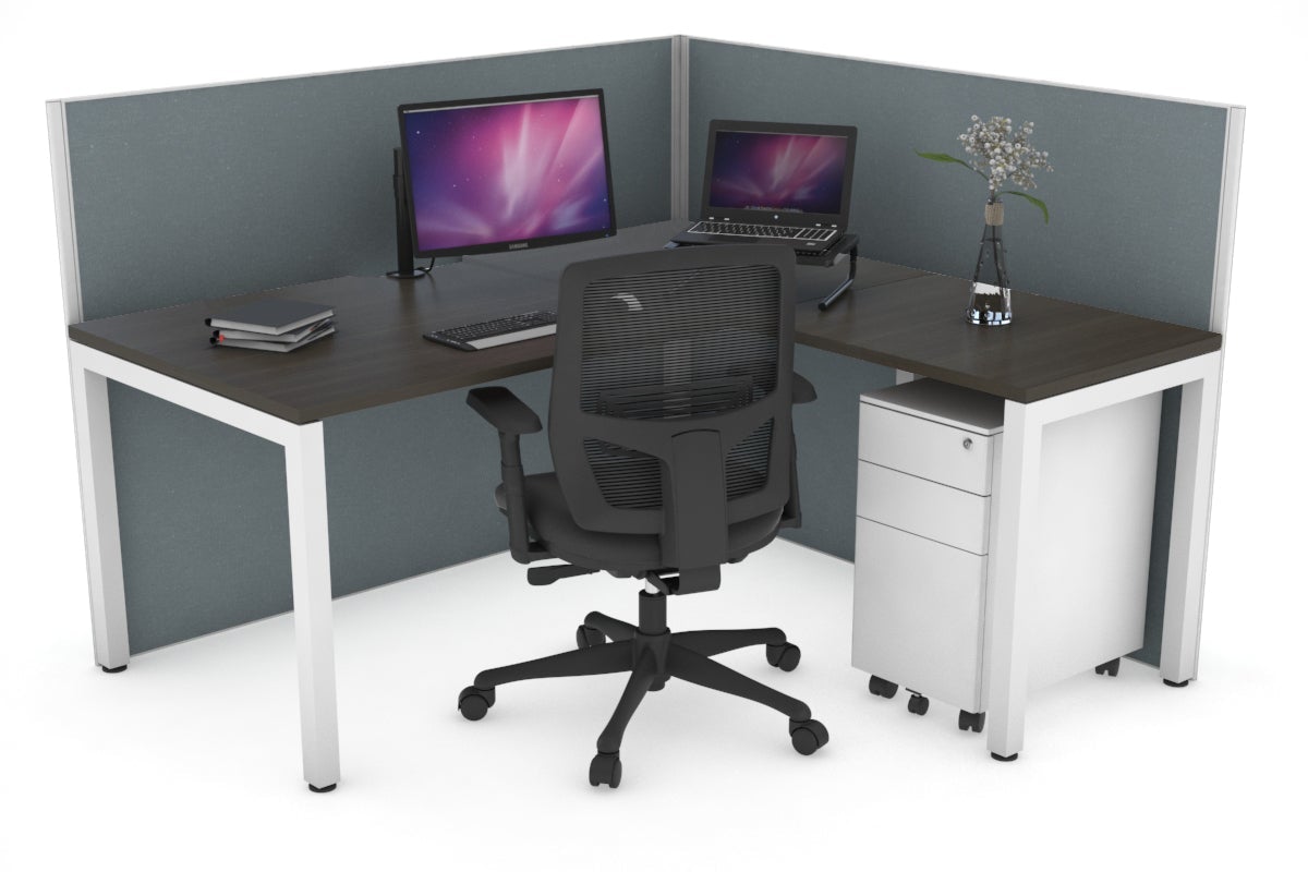 Horizon Quadro Square Legs L-Shaped Corner Office Desk - 1600L x 1800W with Cable Management | Modern Home Office & Gaming Desk for Small Spaces