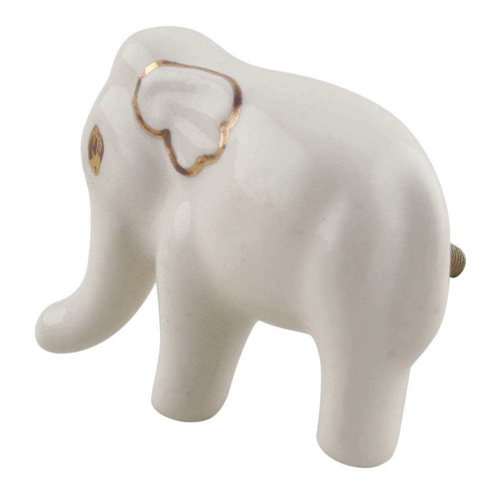 Premium 6-Piece Elephant Ceramic Drawer Knobs - Elegant Cream Kitchen Cabinet Hardware & Dresser Pulls for Home Décor - Perfect for Cabinets, Dressers, and Furniture Upgrades