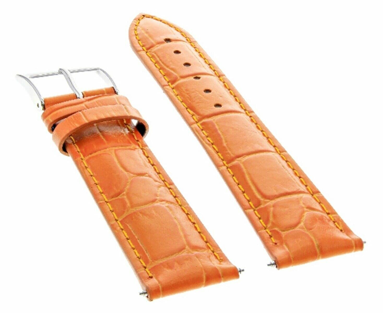 **18mm Italian Genuine Leather Watch Band Strap - Compatible with Rolex Cellini - Orange - Premium Replacement for Luxury Watches | Perfect for Business, Casual & Formal Occasions**