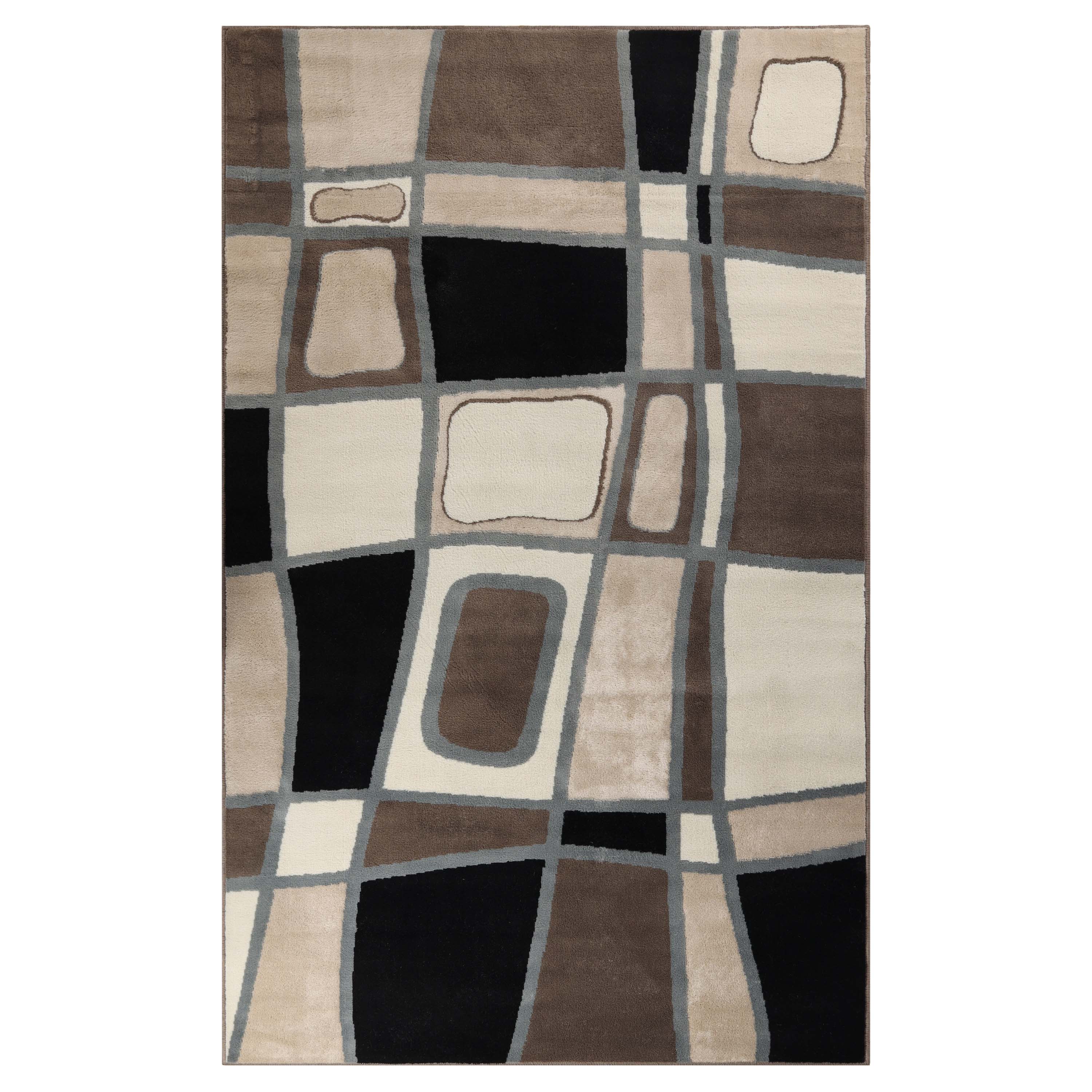 Modern Abstract Geometric Indoor Area Rug - Non-Slip Cobblestone Design for Living Room, Bedroom & Office Decor