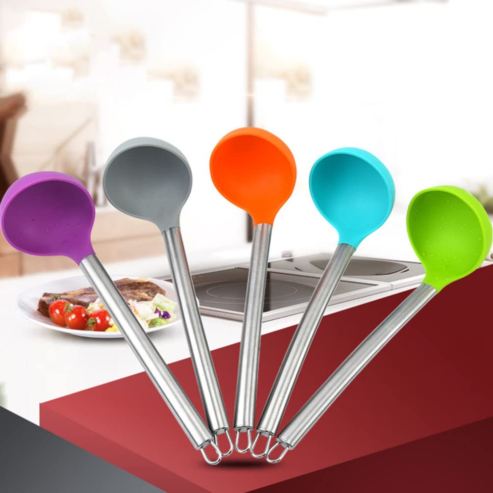 2-Pack Reusable Silicone Soup Ladles with Long Handle - BPA-Free Kitchen Spoons for Cooking, Serving Rice & Soup - Perfect for Home, Restaurants & Outdoor Picnics