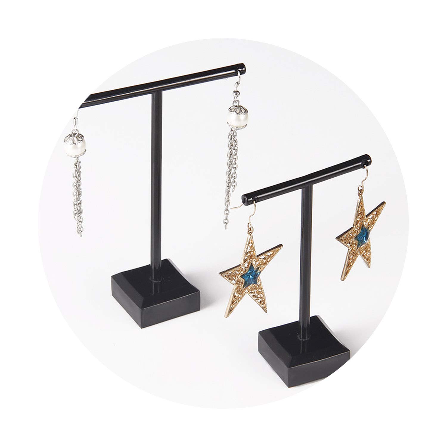 Tiryiity Acrylic Jewelry Display Stand - Black & Clear Earring Holder Organizer for Necklaces & Bouches (2-Piece Set) | Perfect for Boutique, Retail Store & Home Jewelry Organization