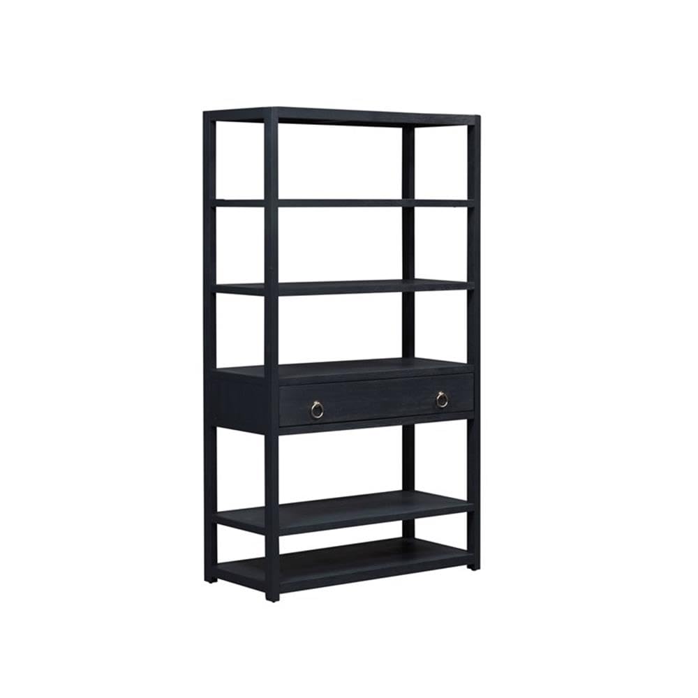 Liberty Furniture INDUSTRIES Midnight Black Accent Bookcase - Modern Industrial Style Bookshelf for Living Room, Bedroom & Office Storage