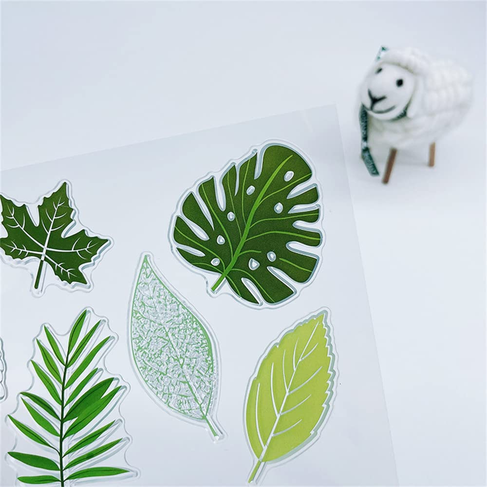8pcs Summer Autumn Foliage Leaves Clear Stamps for Card Making, Scrapbooking, DIY Crafts - Transparent Silicone Stamps for Embossing, Album Decor, Journaling & Gift Wrapping (Perfect for Seasonal Greeting Cards and Handmade Decorations)